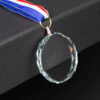 Medalla redonda de cristal Diamond con lanyard tricolor y canto biselado