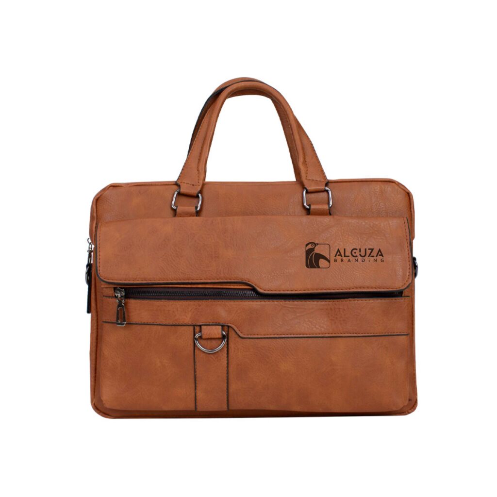 Bolso ejecutivo de cuero sintético con logotipo de Alcuzabranding