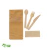 Set de cubiertos biodegradables de madera de abeto con servilleta de papel en bolsa kraft con cierre ZIP - Alcuzabranding