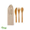 et de cubiertos ecológicos de bambú con bolsa de algodón y cordón retráctil - Alcuzabranding