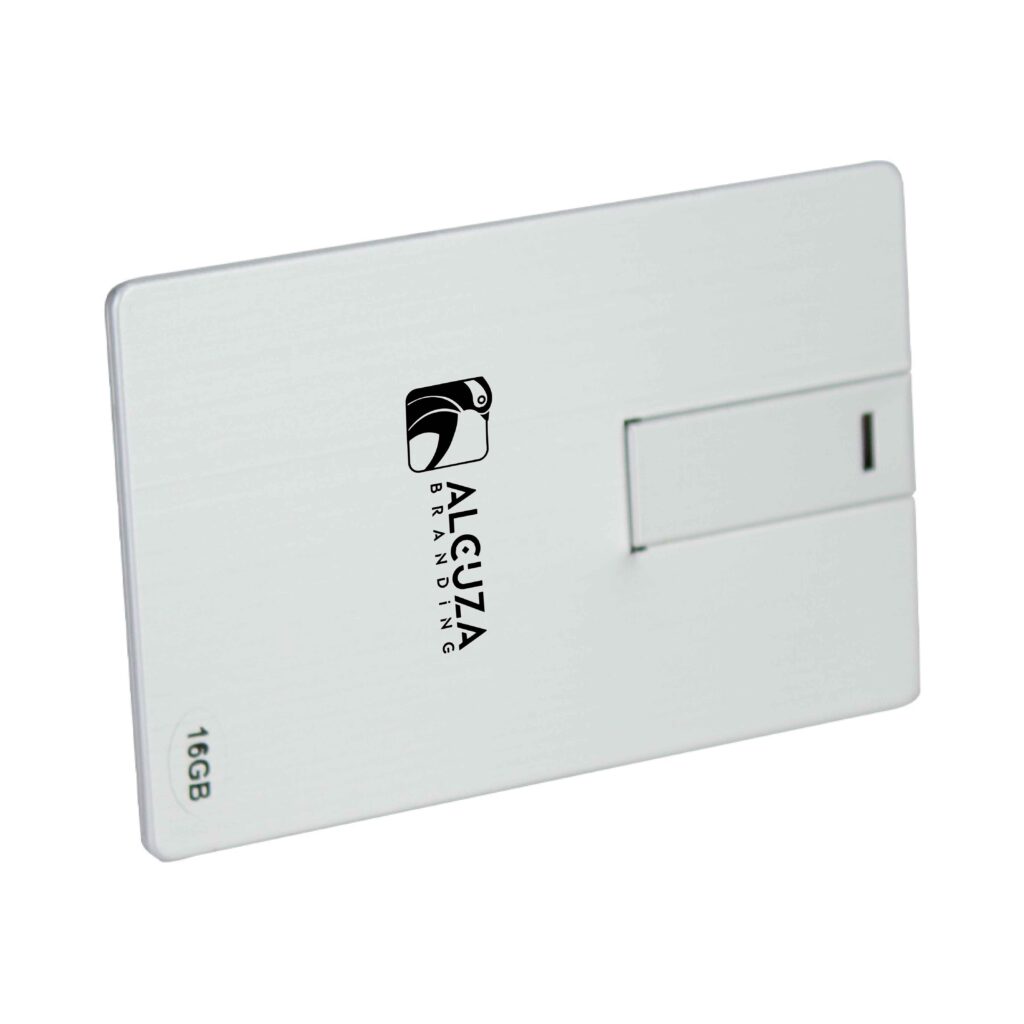 Memoria USB tipo tarjeta de 16GB personalizada con logo Alcuzabranding