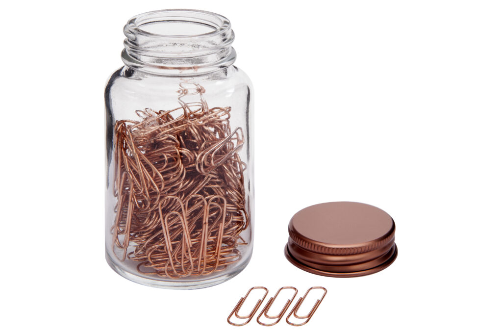 set clips metálicos frasco vidrio