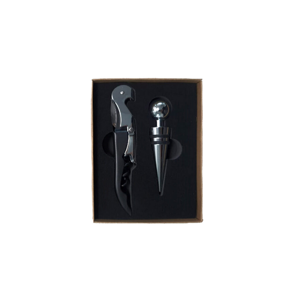 set accesorios vino metálicos