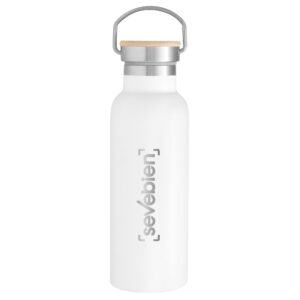 botella térmica personalizada con detalles en bambú