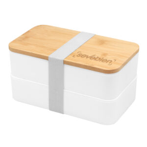 contenedor de alimentos personalizado con tapa de bambú